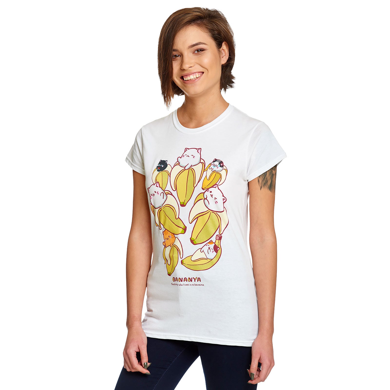 Immagine del prodotto Bananya - T-shirt da donna con personaggi bianca