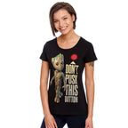 Immagine del prodotto Guardiani della Galassia - T-shirt da donna con bottone Groot nera
