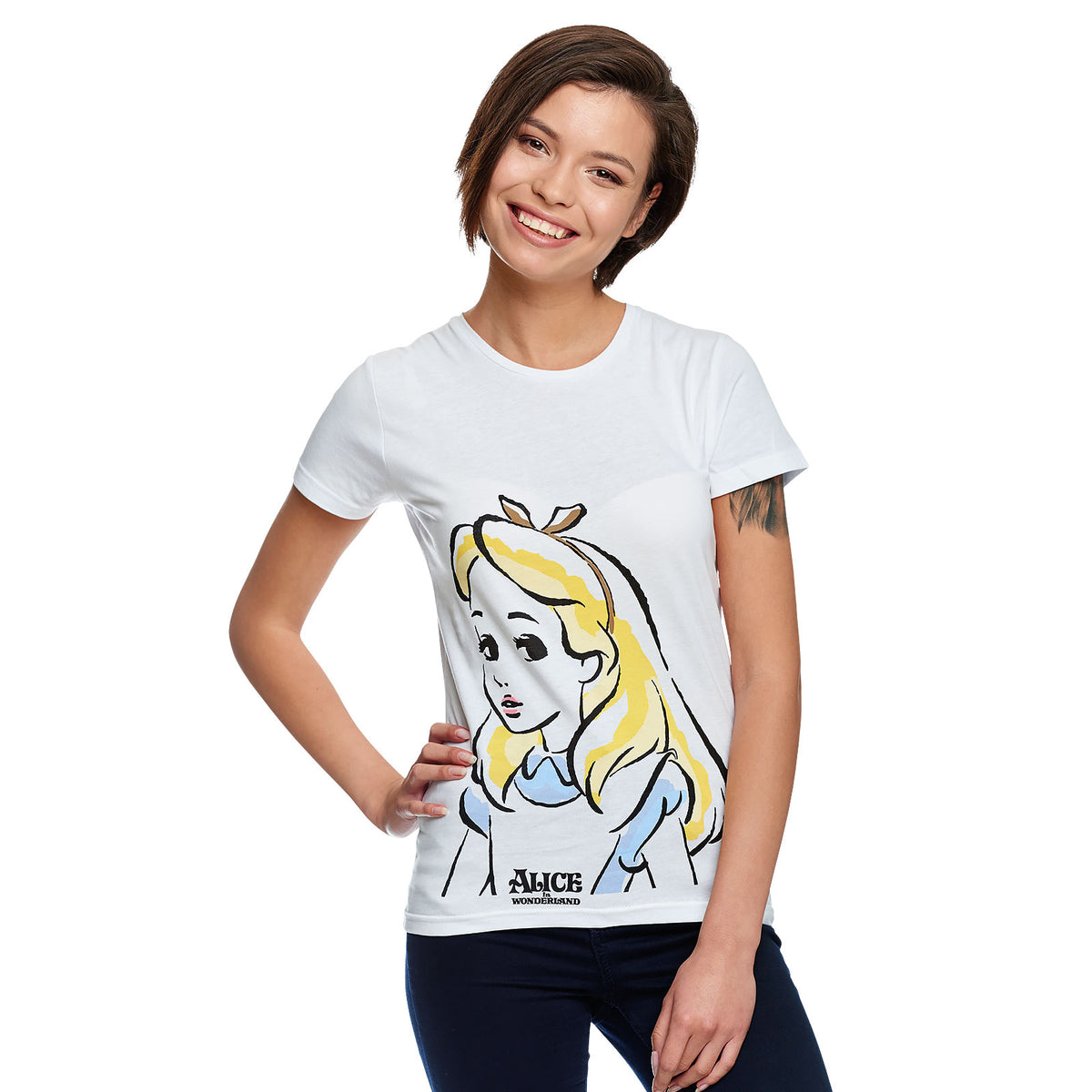 Immagine del prodotto Alice nel paese delle meraviglie - T-shirt ritratto donna bianca