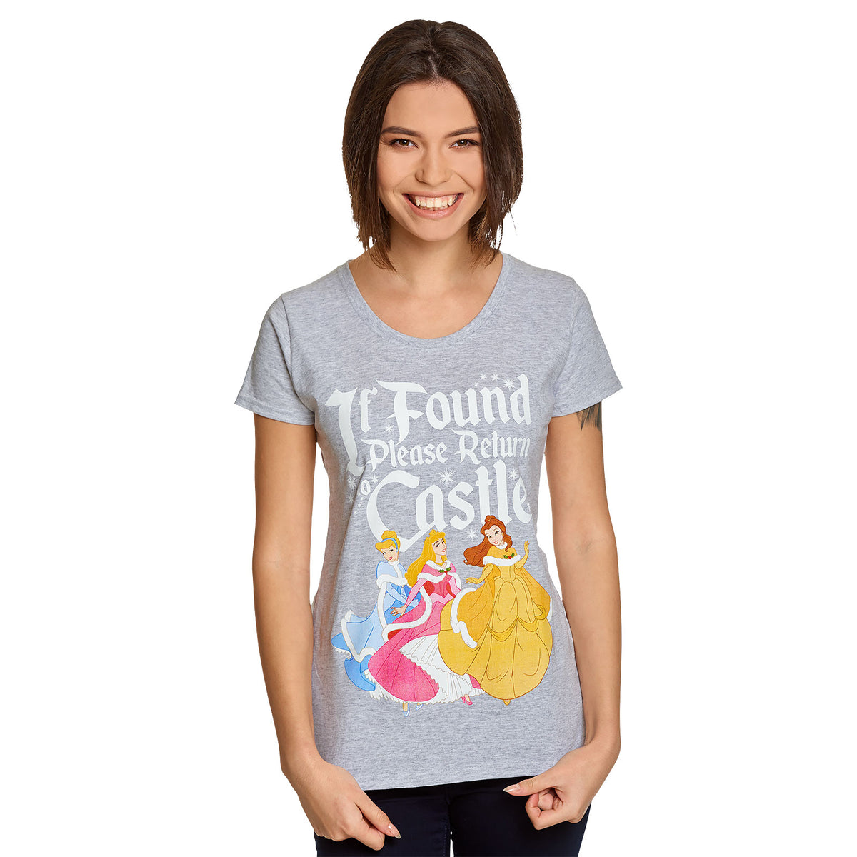 Immagine del prodotto Disney Princess - Se trovata, ritorna al castello T-shirt donna grigia