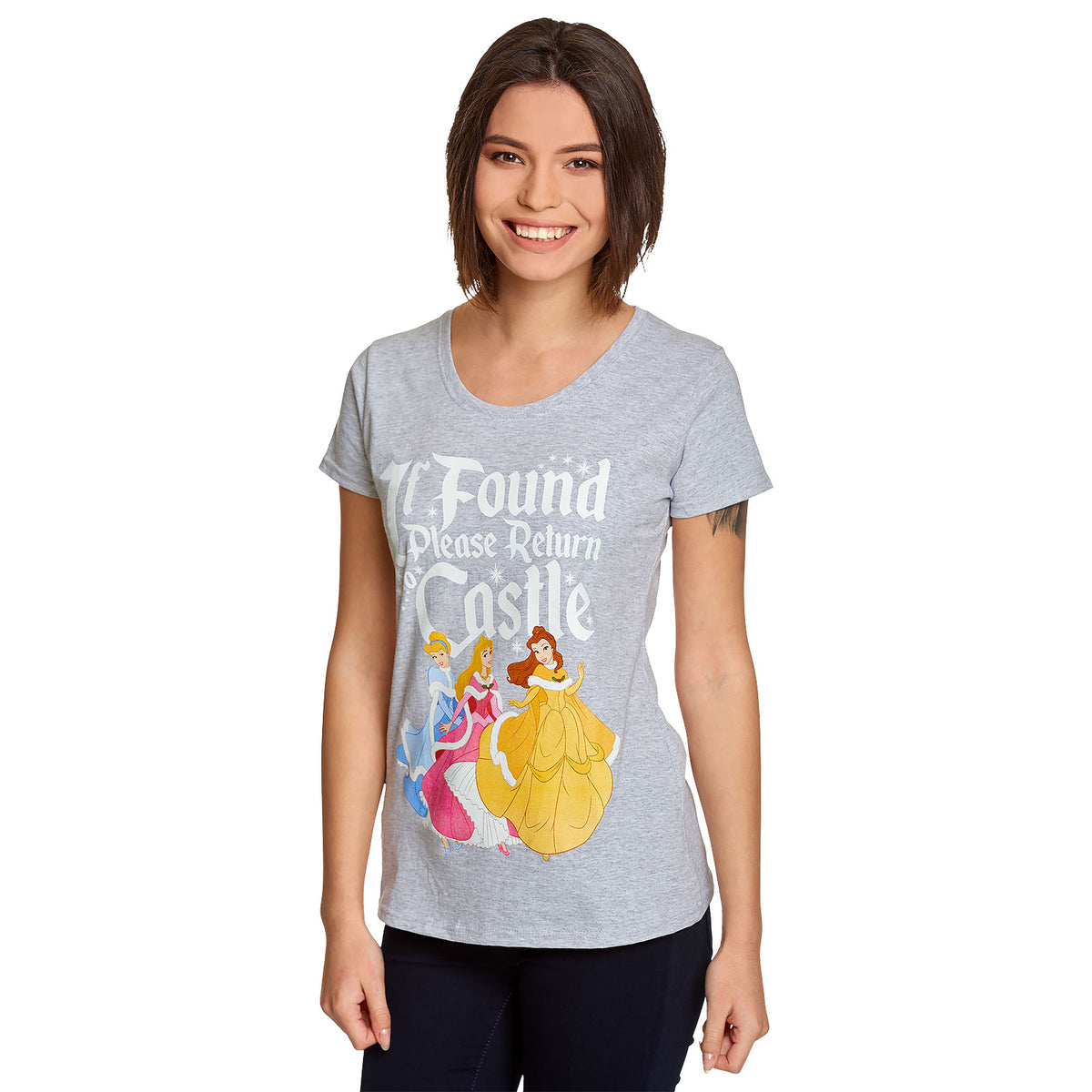 Immagine del prodotto Disney Princess - Se trovata, ritorna al castello T-shirt donna grigia