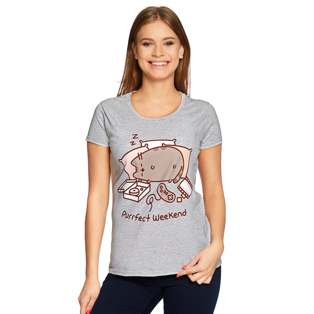 Immagine del prodotto Pusheen - T-shirt da donna grigia 'Purrfect Weekend'