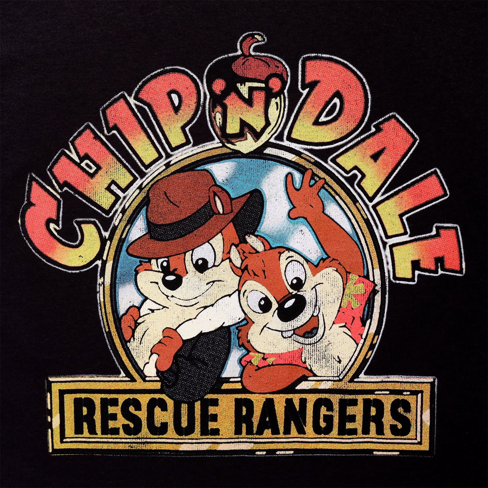 Immagine del prodotto Chip e Dale - T-shirt da donna Rescue Rangers in nero a vestibilità rilassata