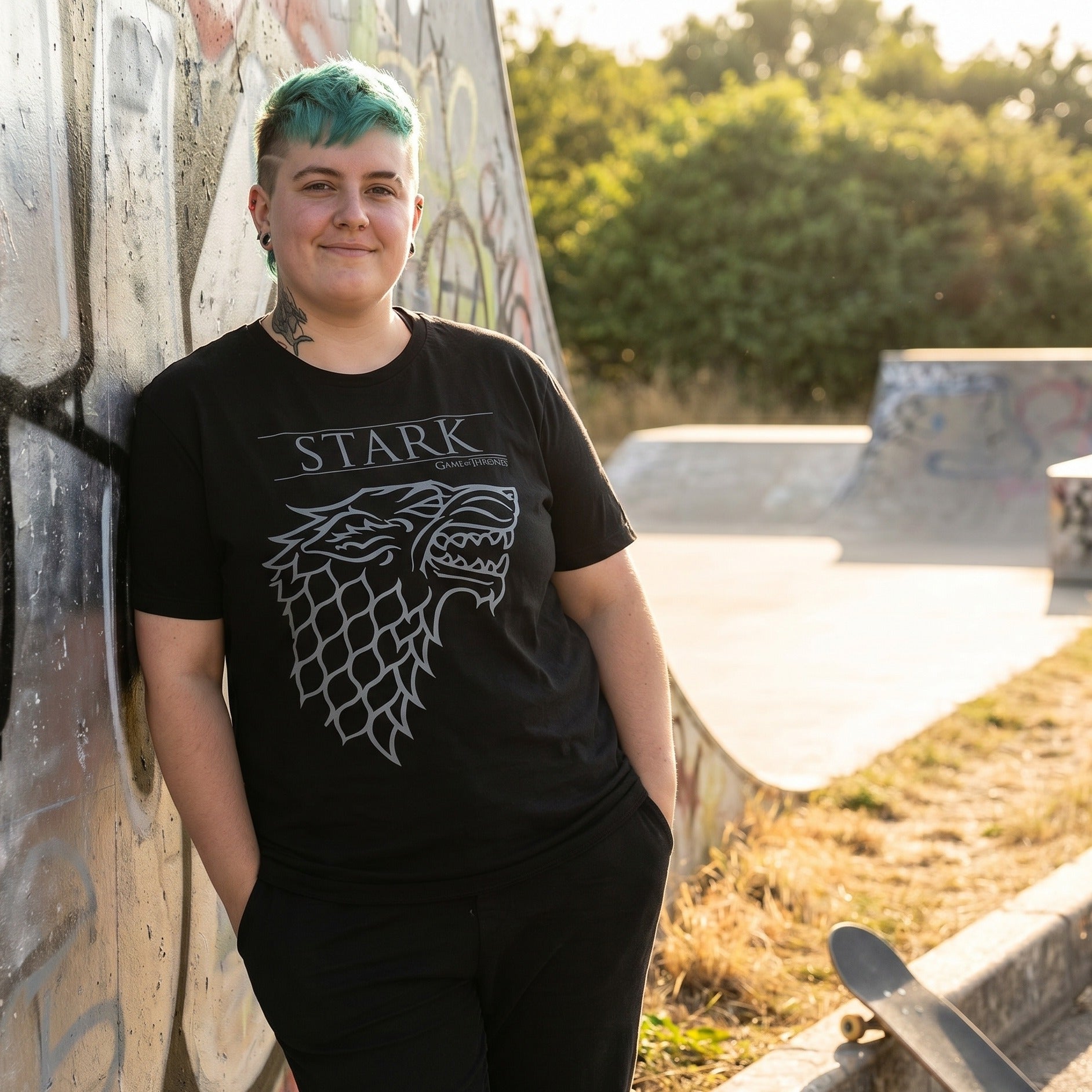 Immagine del prodotto Game of Thrones - T-shirt nera della Casa Stark con il lupo ombra
