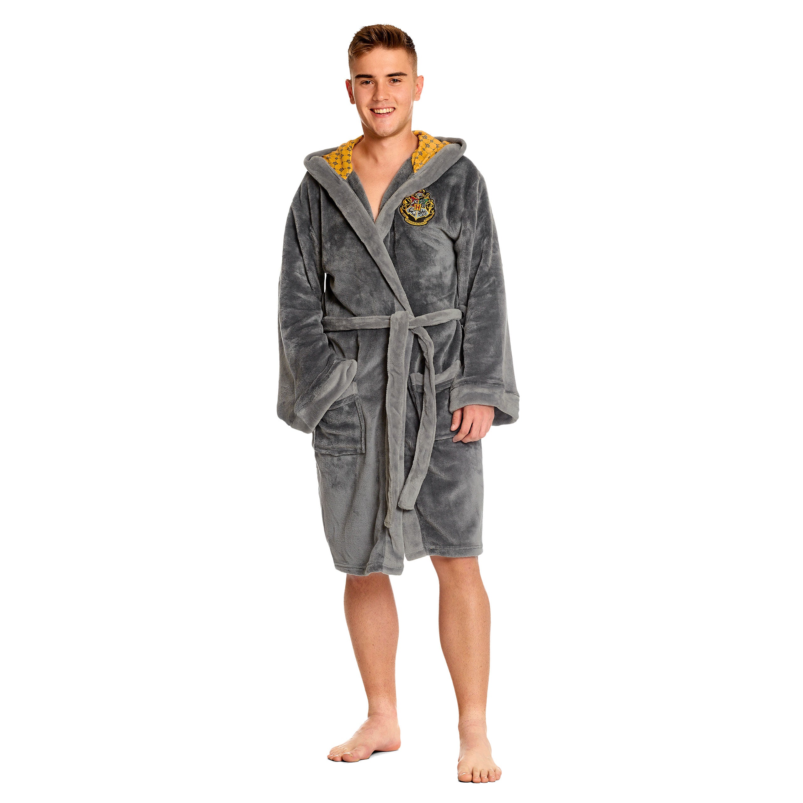 Immagine del prodotto Harry Potter - Accappatoio grigio con stemma Hufflepuff