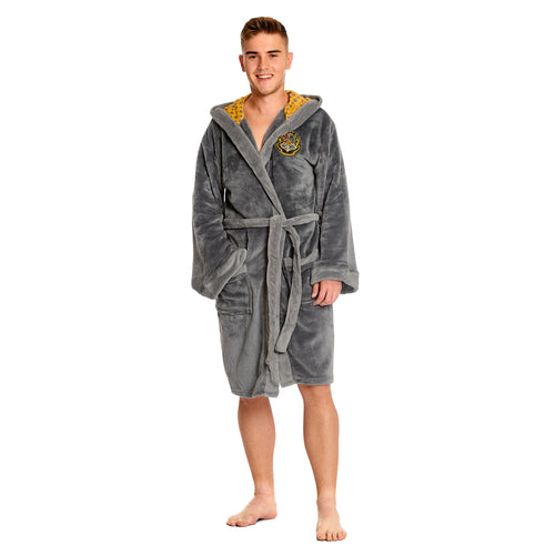 Immagine del prodotto Harry Potter - Accappatoio grigio con stemma Hufflepuff