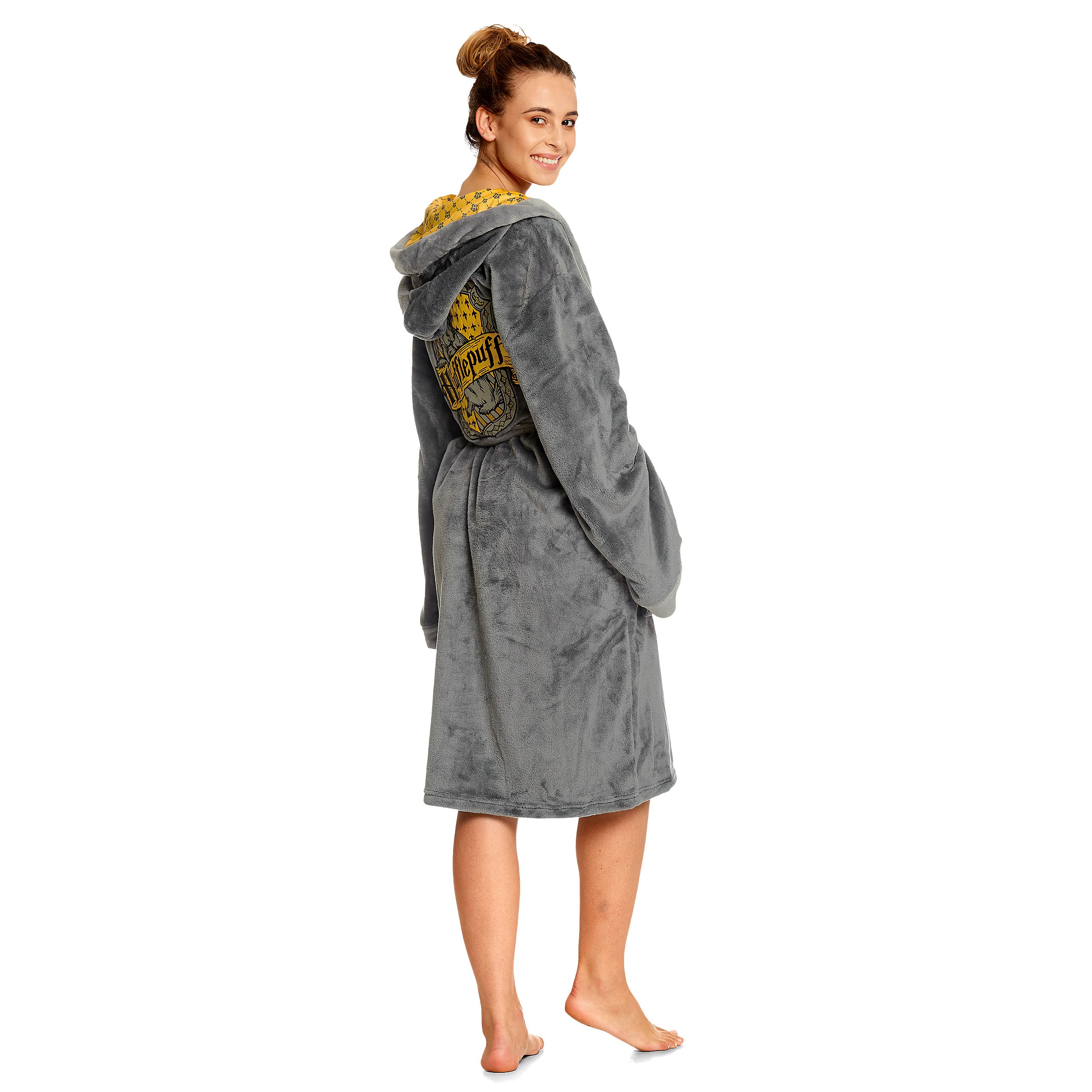 Immagine del prodotto Harry Potter - Accappatoio grigio con stemma Hufflepuff