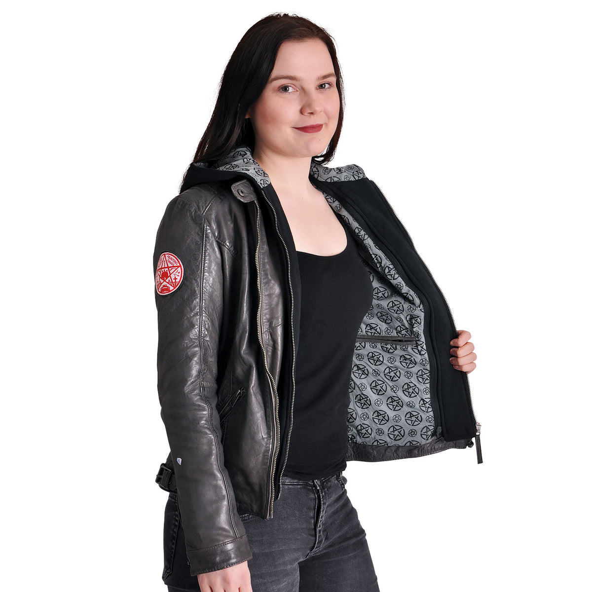 Immagine del prodotto Supernatural - Giacca in pelle da donna con simbolo anti possessione