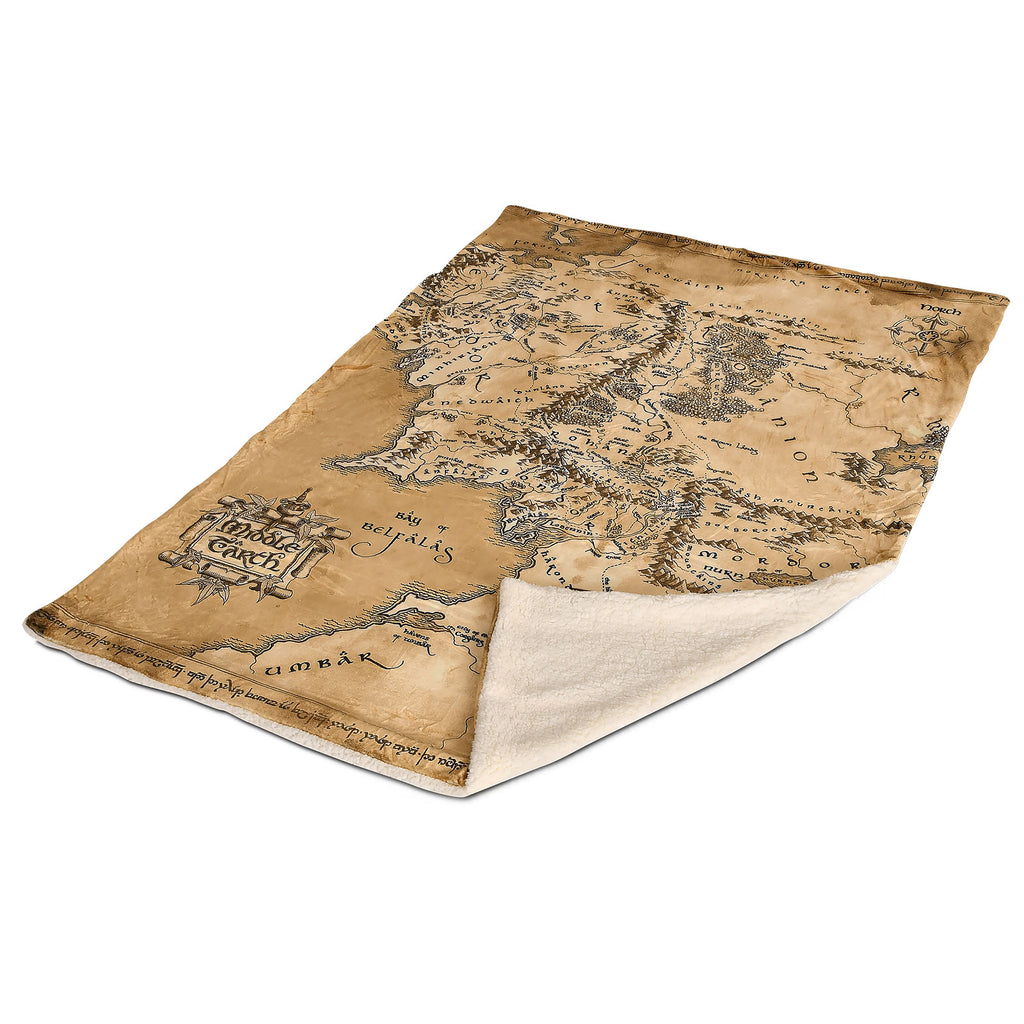 Immagine del prodotto Il Signore degli Anelli - Coperta morbida con mappa della Terra di Mezzo e pelliccia di Teddy
