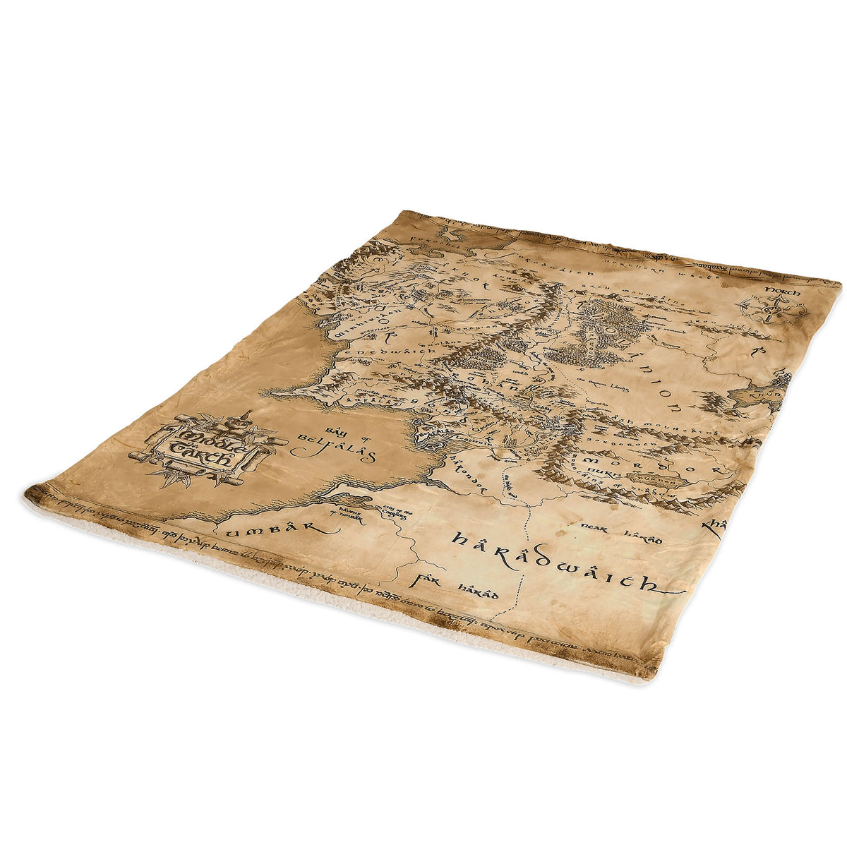 Immagine del prodotto Il Signore degli Anelli - Coperta morbida con mappa della Terra di Mezzo e pelliccia di Teddy