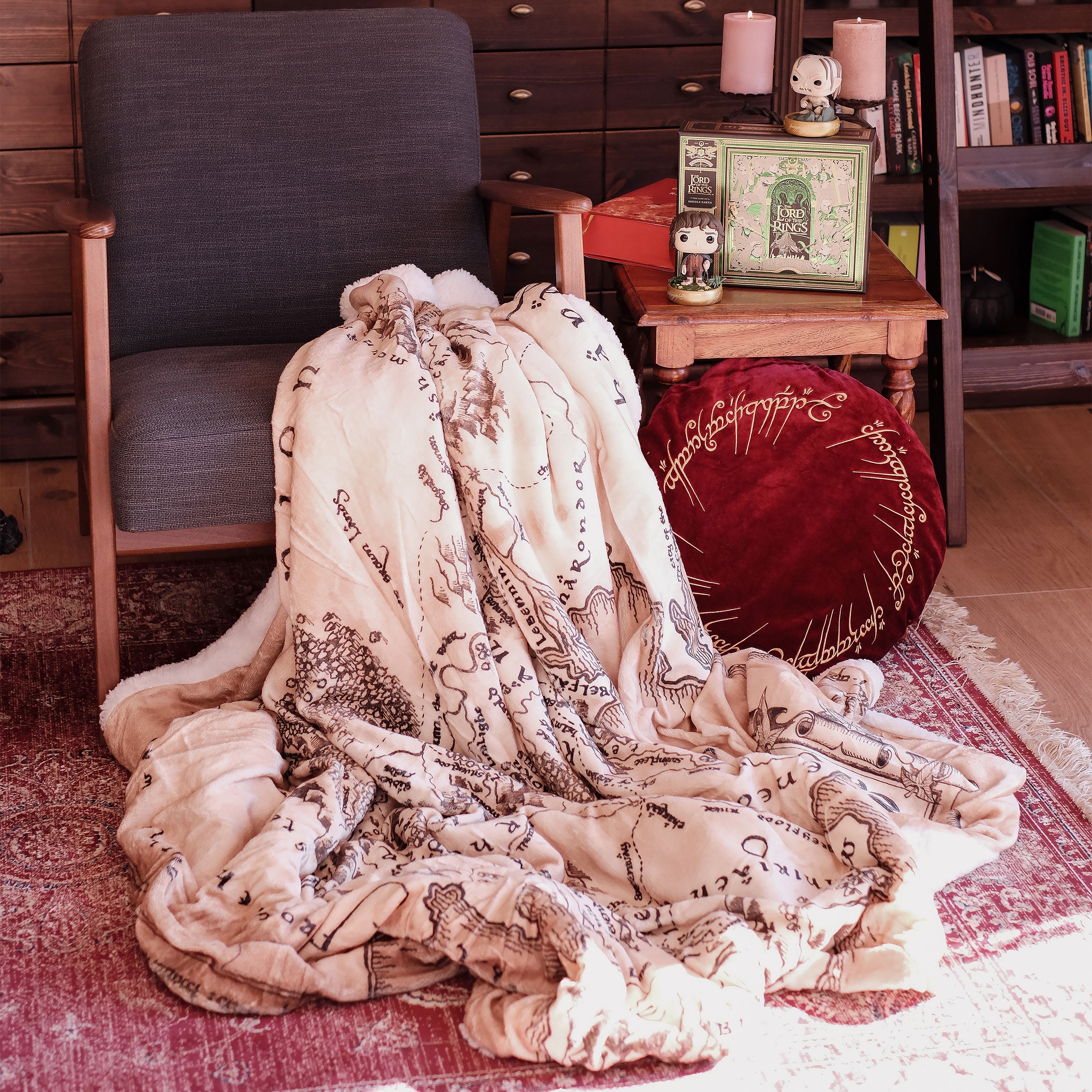 Immagine del prodotto Il Signore degli Anelli - Coperta morbida con mappa della Terra di Mezzo e pelliccia di Teddy