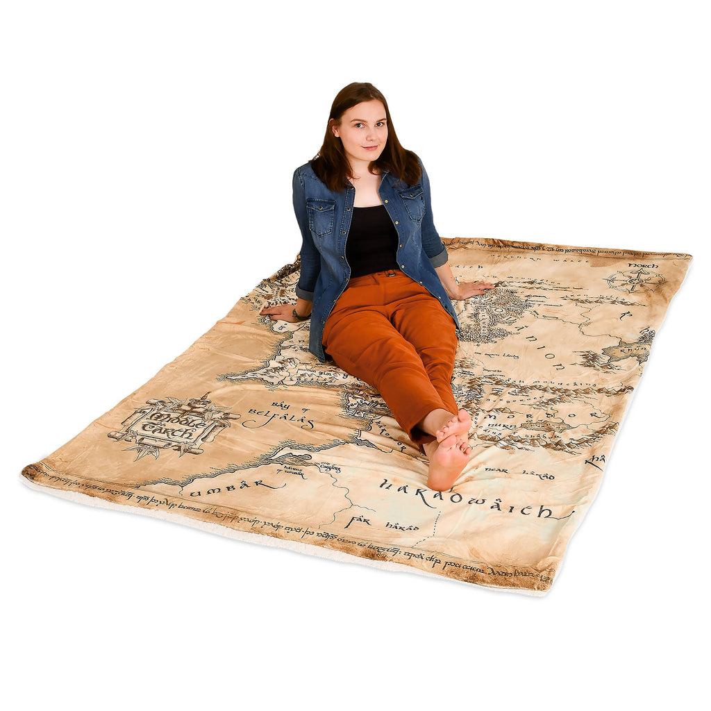 Immagine del prodotto Il Signore degli Anelli - Coperta morbida con mappa della Terra di Mezzo e pelliccia di Teddy