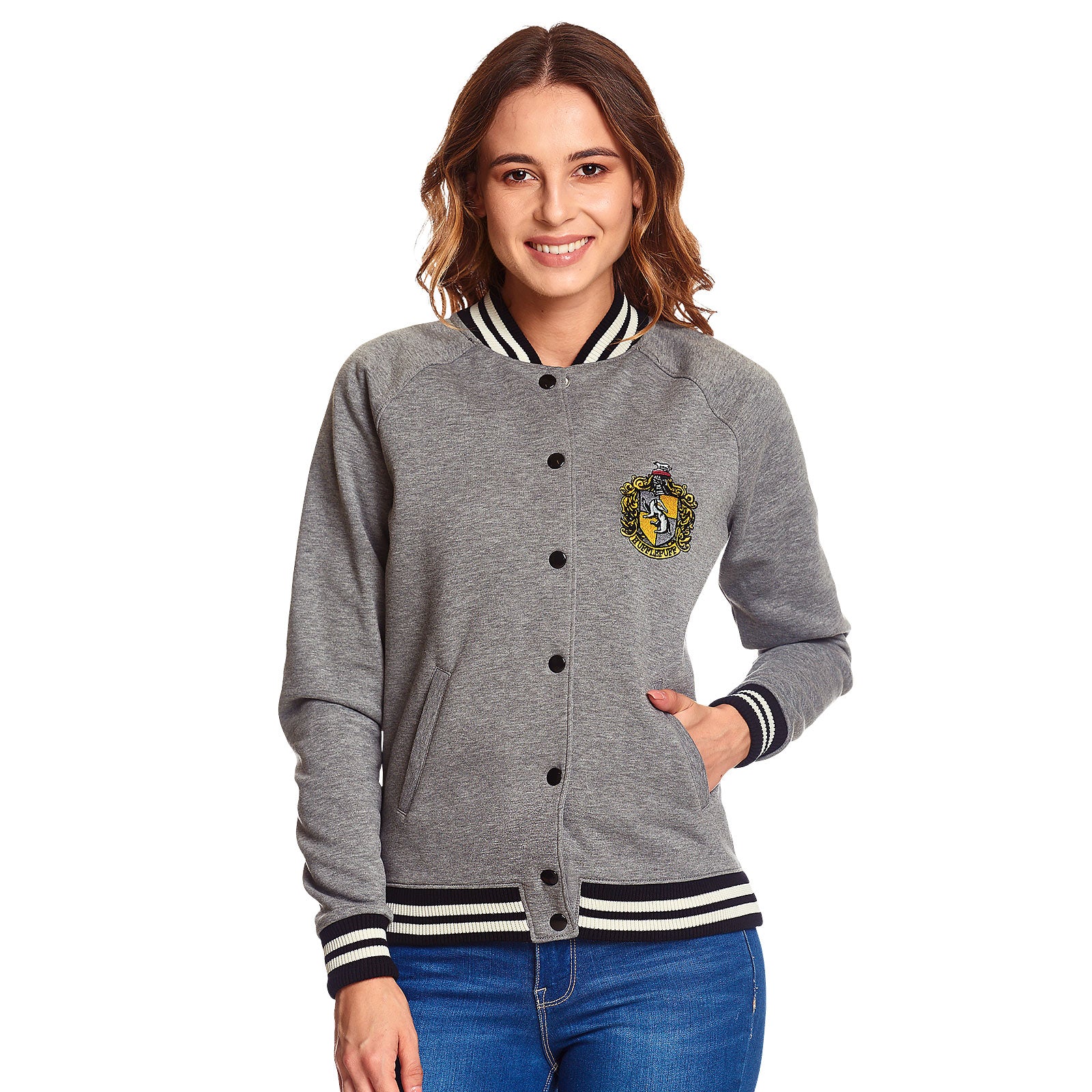 Immagine del prodotto Harry Potter - Giacca college da donna con stemma di Hufflepuff grigio