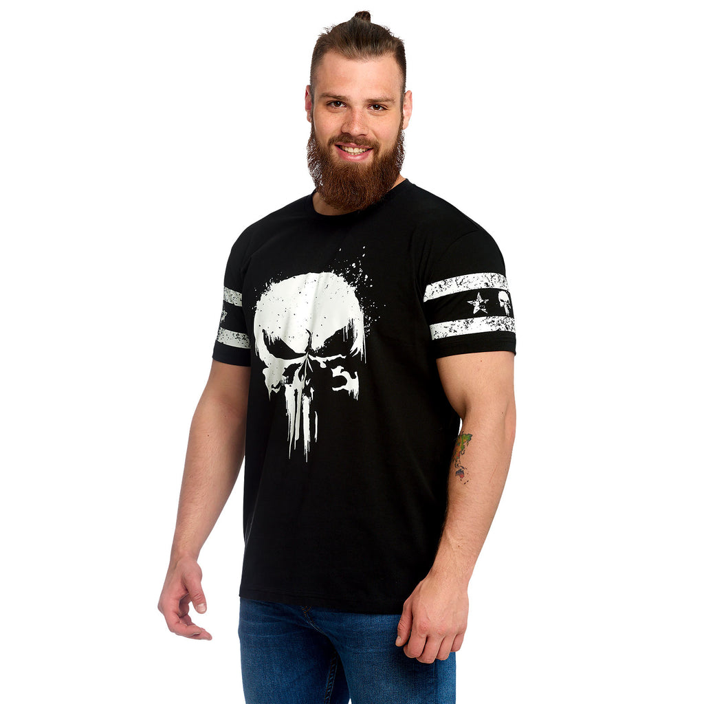 Immagine del prodotto Punisher - T-shirt con logo teschio e stampa sul manica nera
