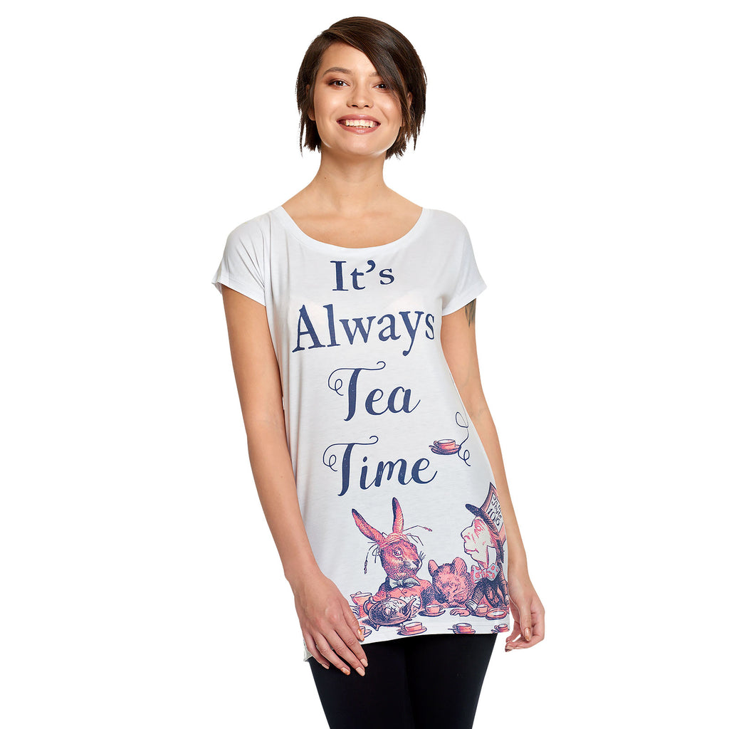 Immagine del prodotto T-shirt da donna 'Tea Time' per fan di Alice nel Paese delle Meraviglie