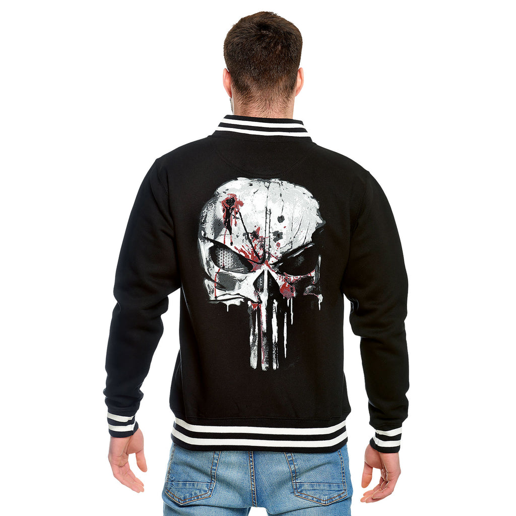 Immagine del prodotto Punisher - Giacca college con teschio di sangue in nero e bianco