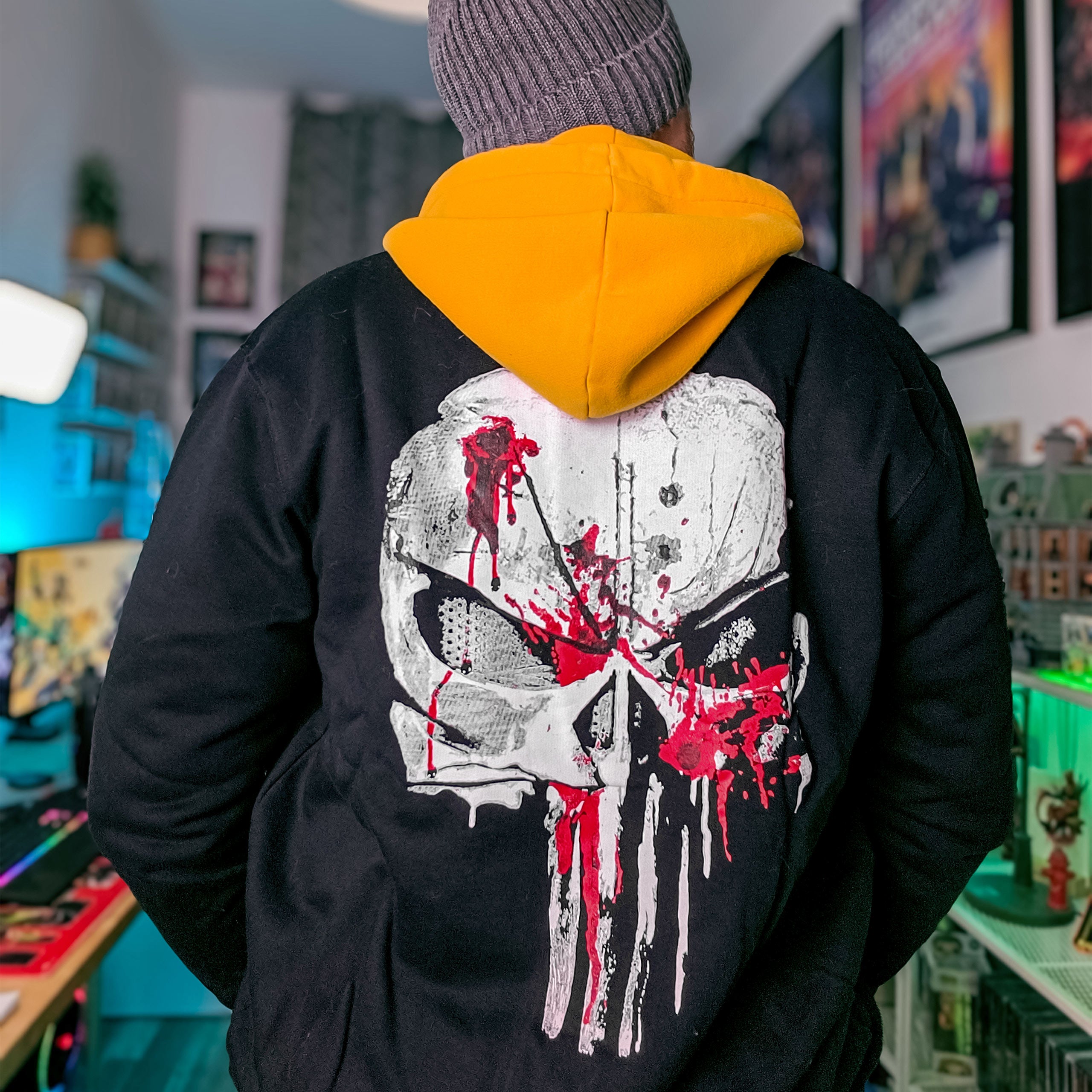 Immagine del prodotto Punisher - Giacca college con teschio di sangue in nero e bianco