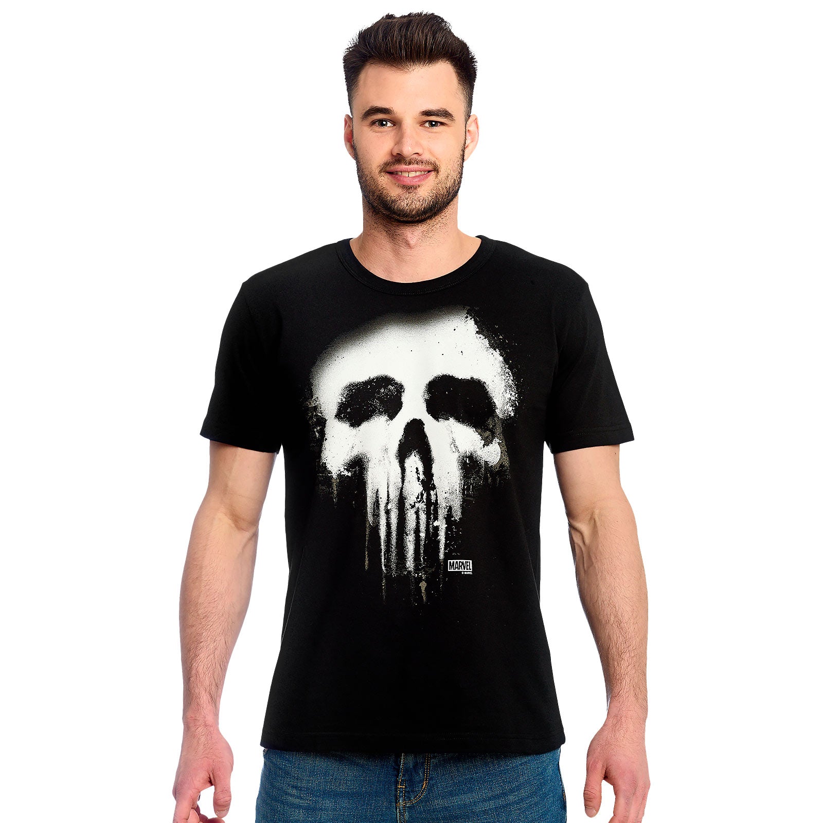 Immagine del prodotto Punisher - T-shirt nera con logo teschio sbiadito