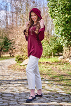 Immagine del prodotto Blusa medievale Lea con cappuccio rosso