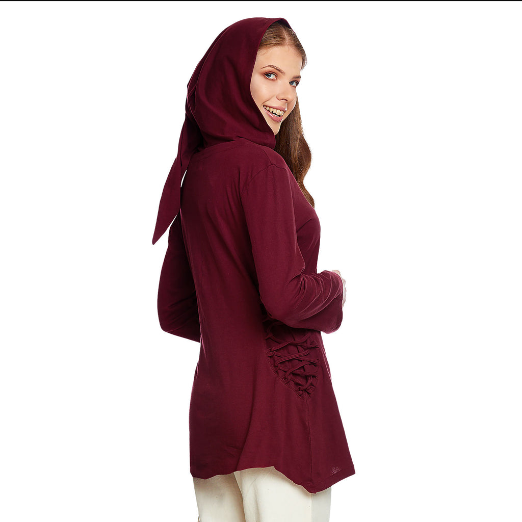 Immagine del prodotto Blusa medievale Lea con cappuccio rosso