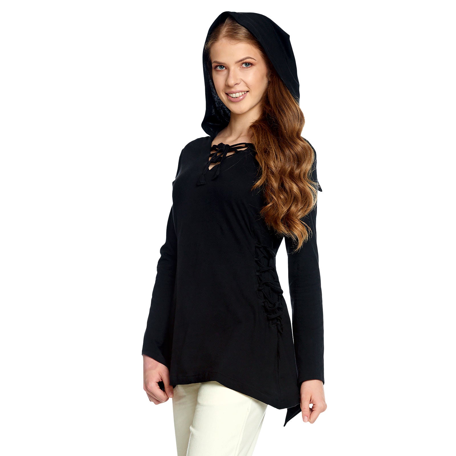 Immagine del prodotto Blusa medievale Lea con cappuccio nero