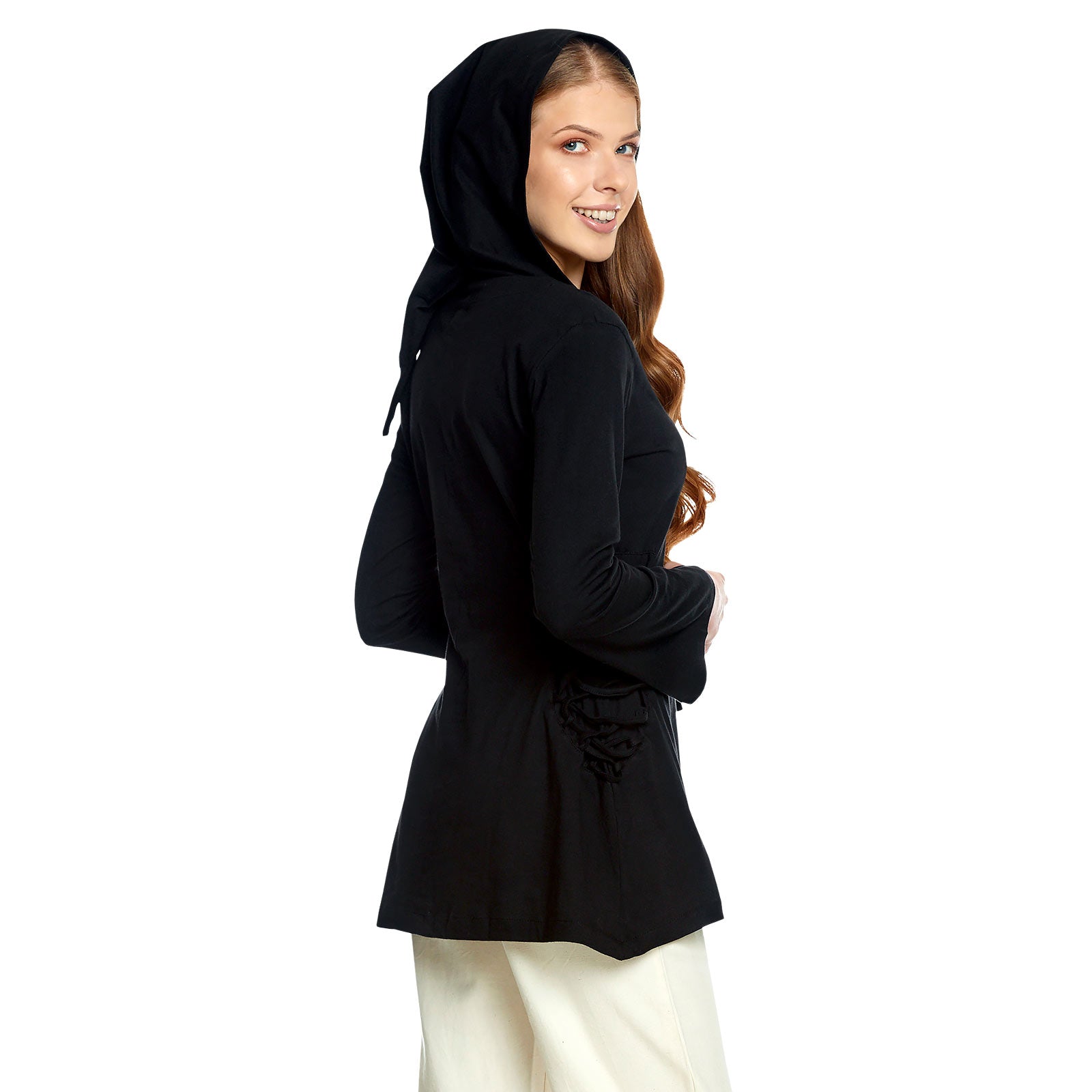 Immagine del prodotto Blusa medievale Lea con cappuccio nero