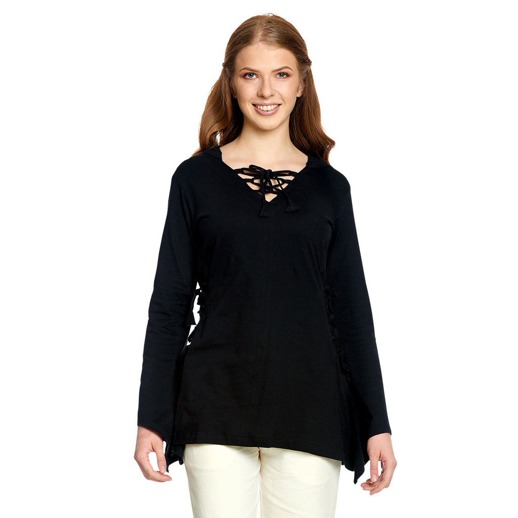 Immagine del prodotto Blusa medievale Lea con cappuccio nero