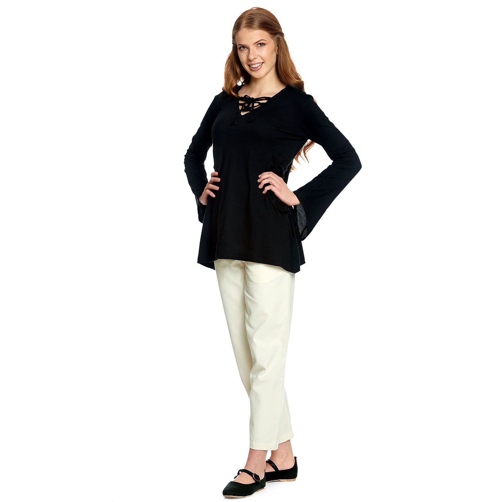 Immagine del prodotto Blusa medievale Lea con cappuccio nero