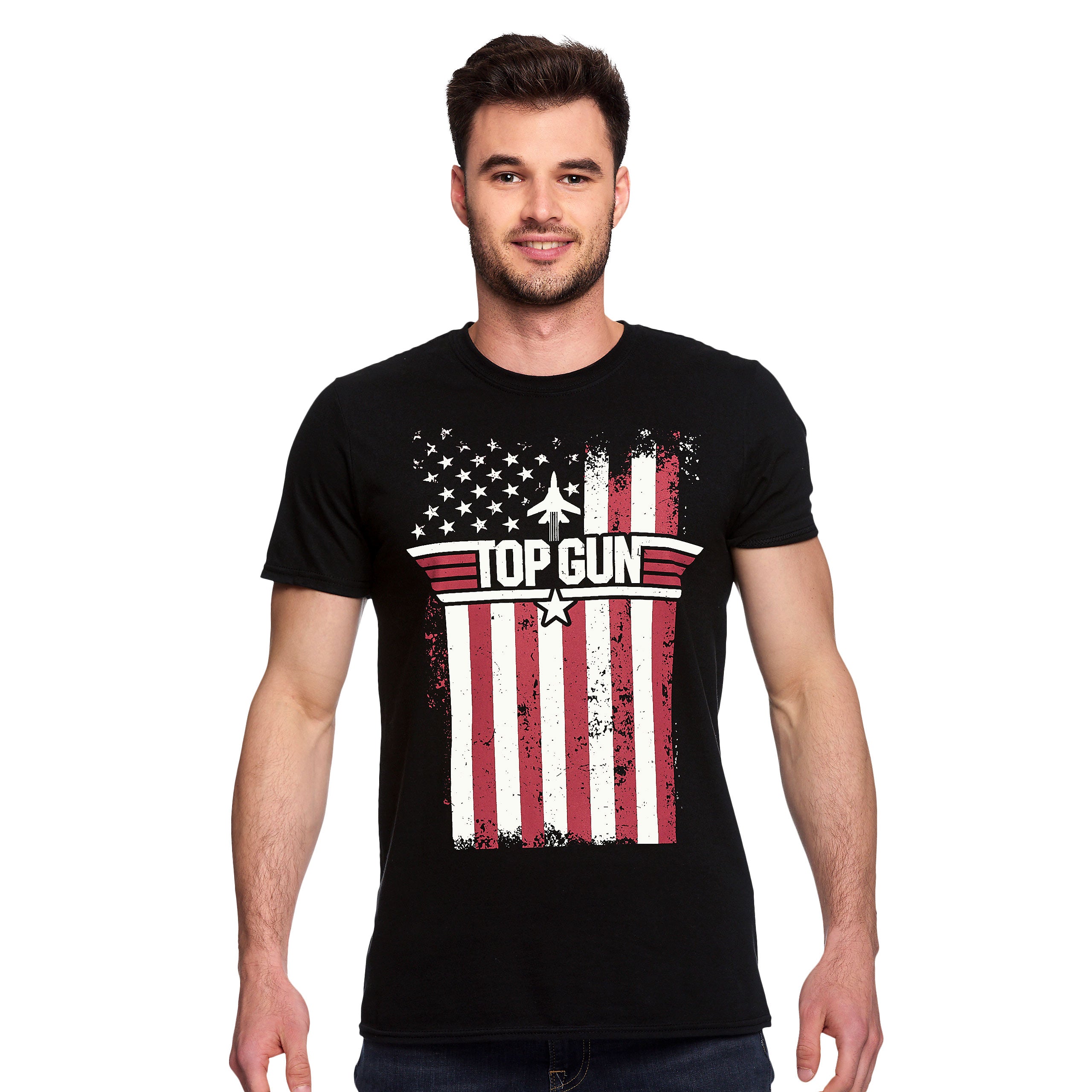 Immagine del prodotto Top Gun - T-shirt nera con bandiera invecchiata