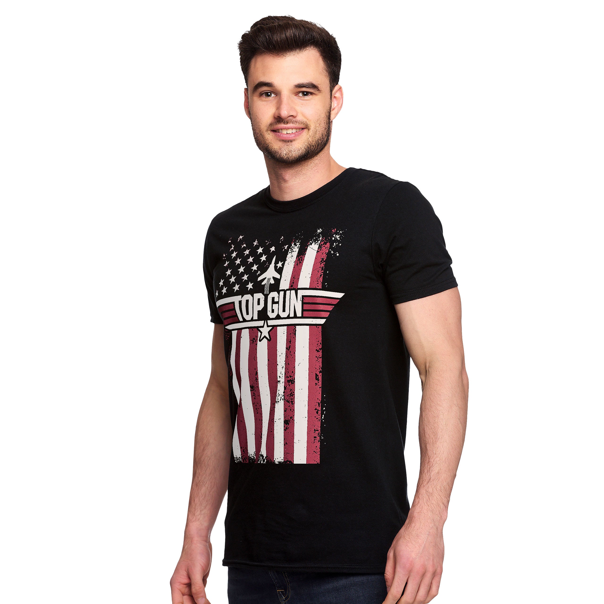 Immagine del prodotto Top Gun - T-shirt nera con bandiera invecchiata