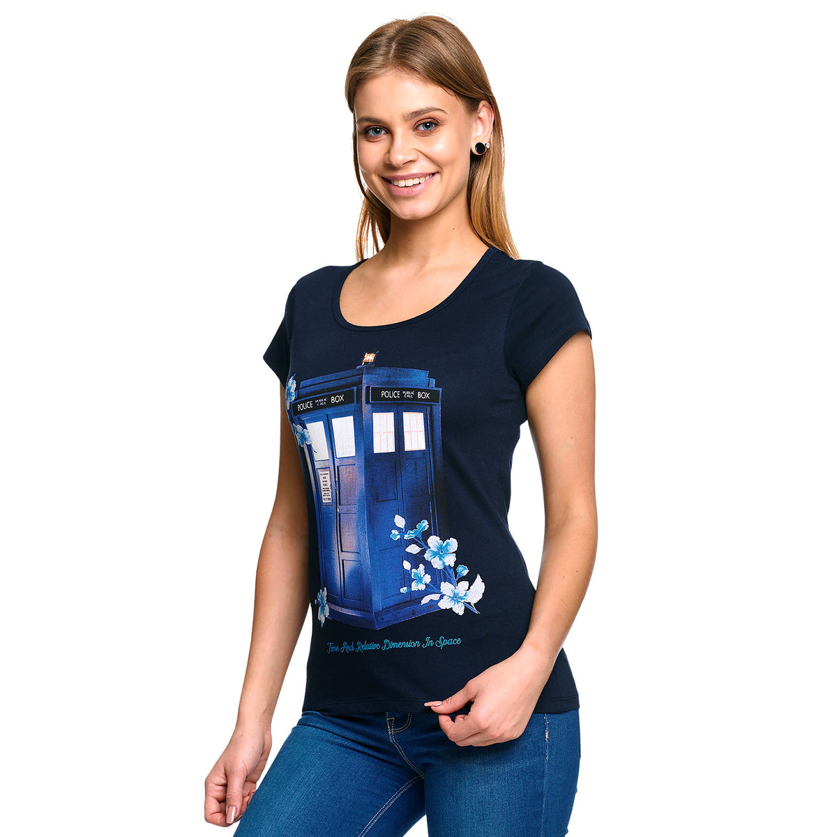 Immagine del prodotto Doctor Who - T-shirt Tardis floreale da donna blu