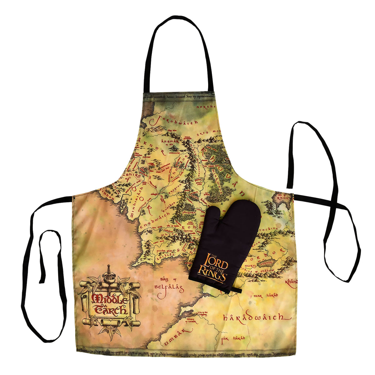 Immagine del prodotto Il Signore degli Anelli - Grembiule con mappa della Terra di Mezzo e guanto da forno