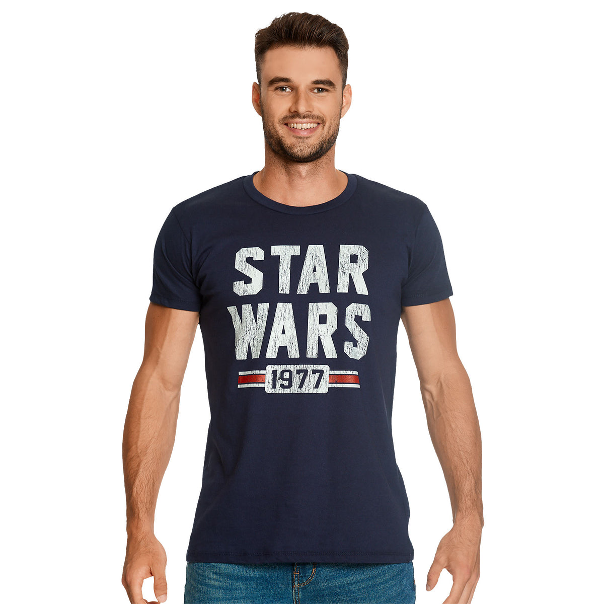Immagine del prodotto T-shirt blu Star Wars del 1977 Distressed