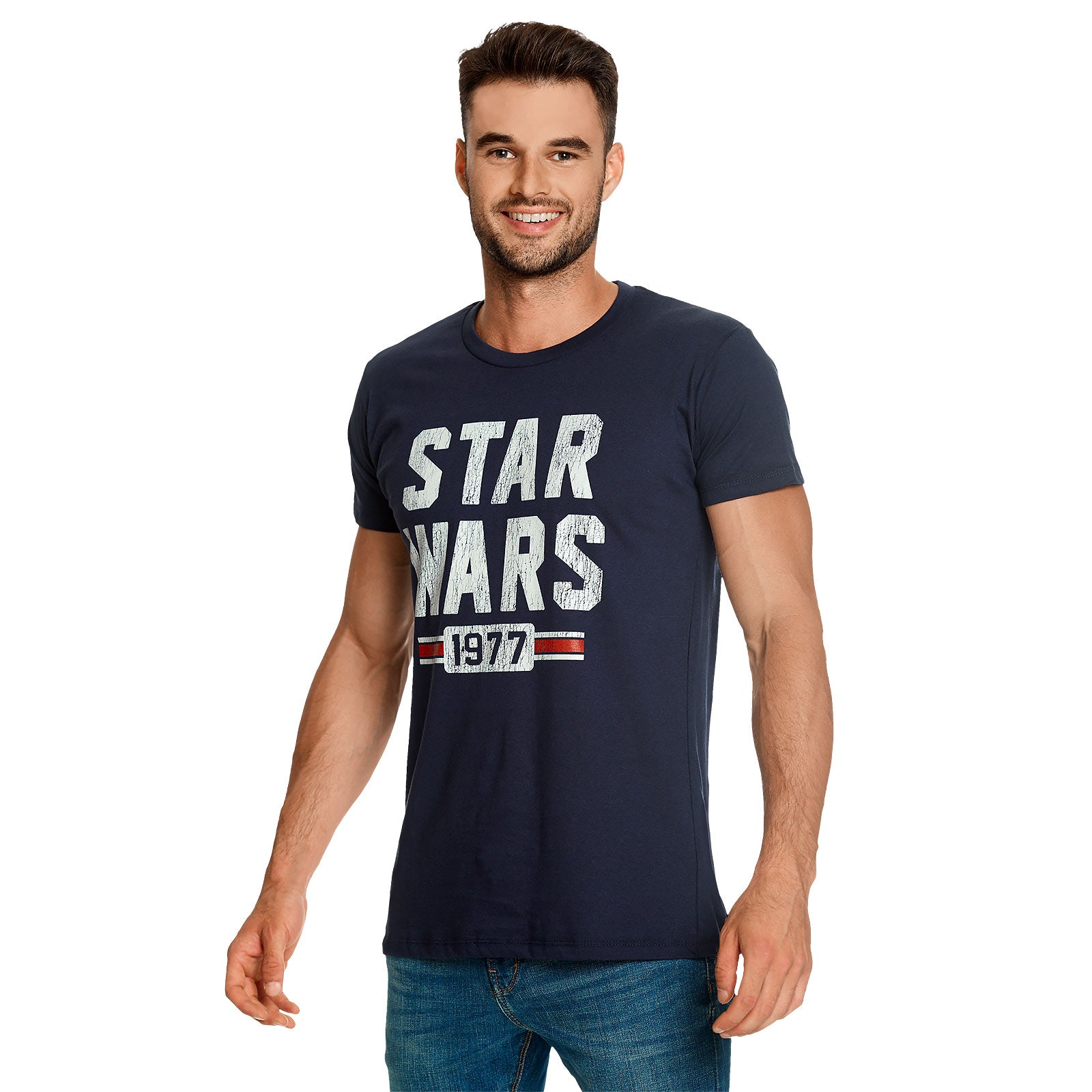 Immagine del prodotto T-shirt blu Star Wars del 1977 Distressed
