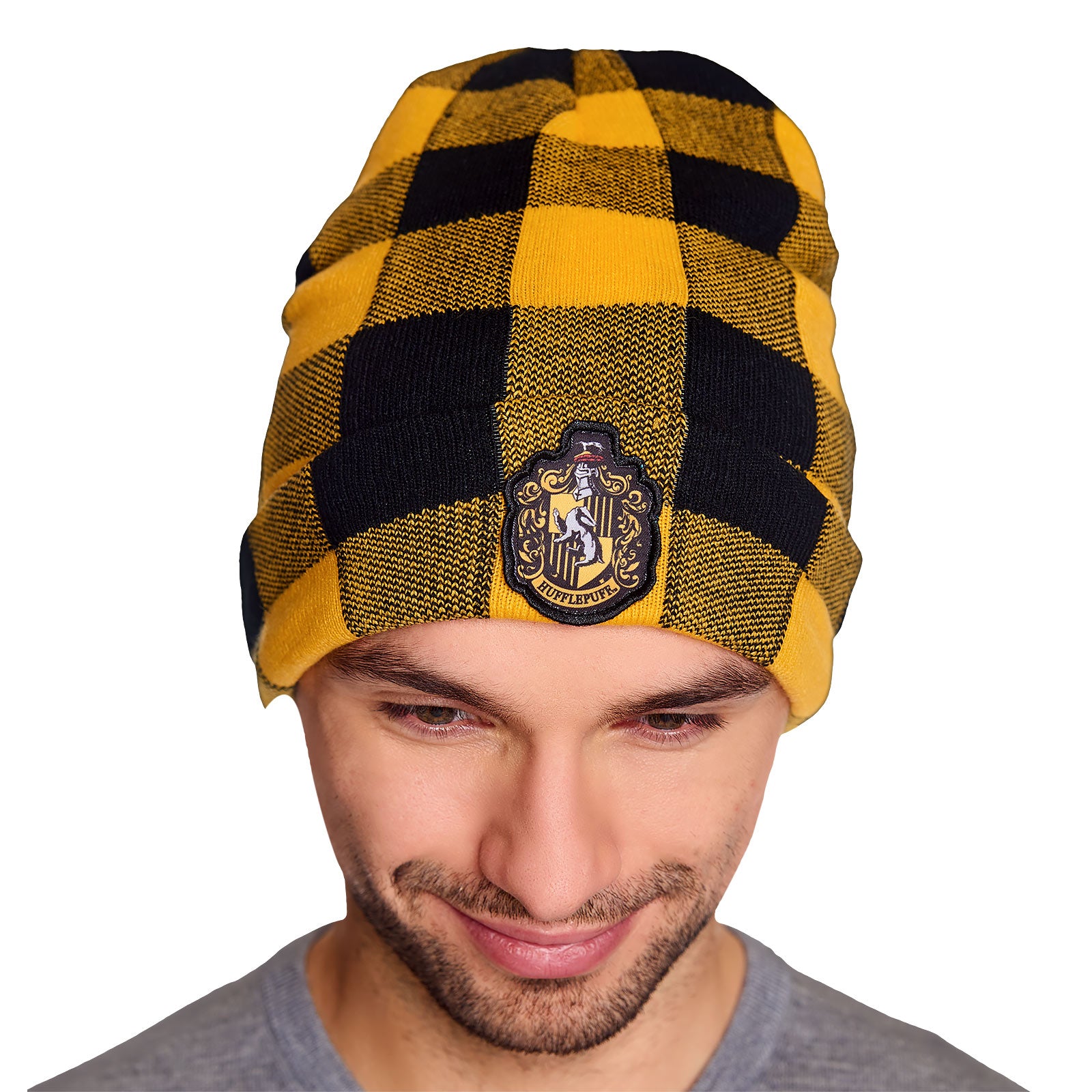 Immagine del prodotto Harry Potter - Berretto a Quadri con Stemma di Hufflepuff