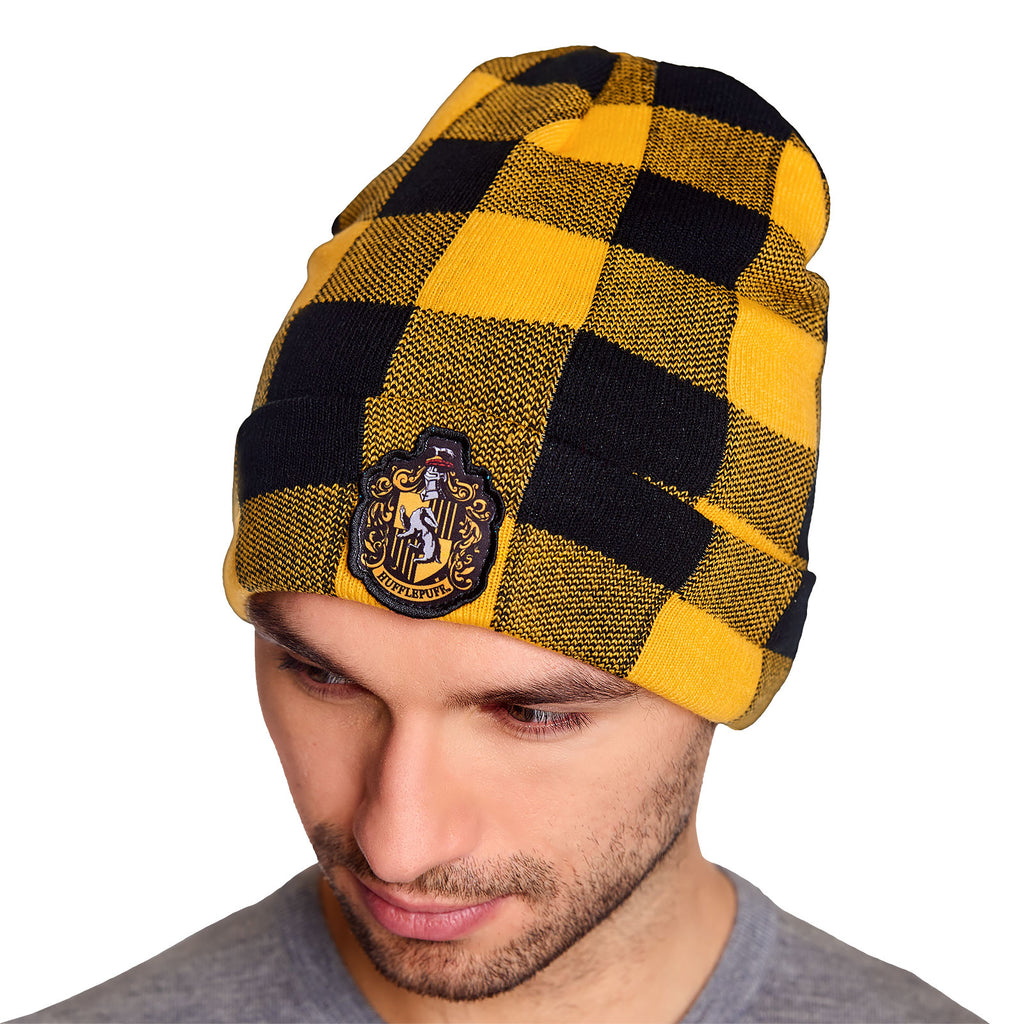 Immagine del prodotto Harry Potter - Berretto a Quadri con Stemma di Hufflepuff