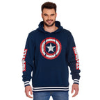 Immagine del prodotto Captain America - Felpa con cappuccio con logo dello scudo in blu distressed