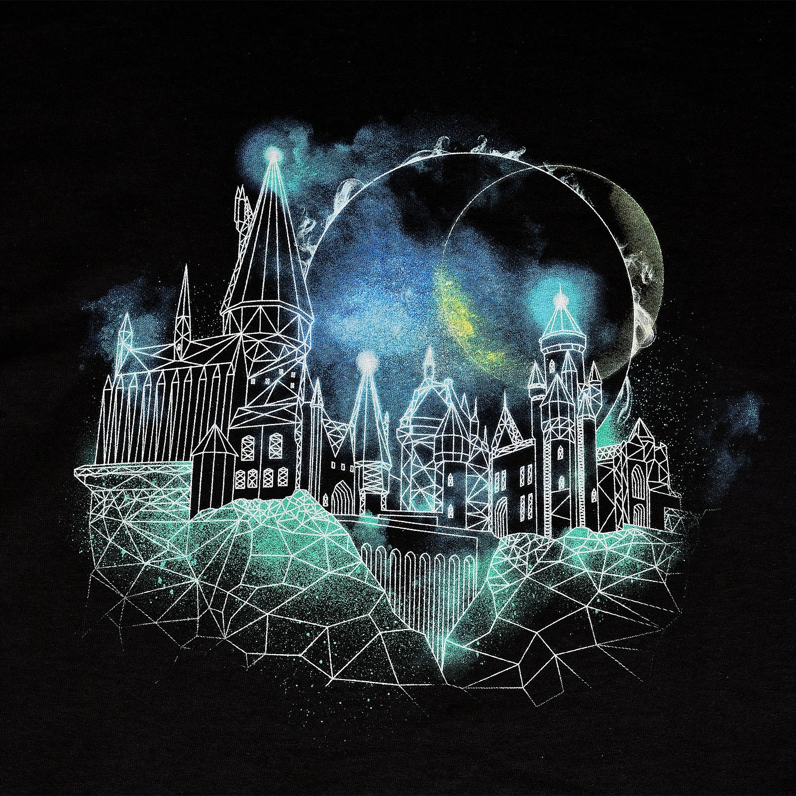 Immagine del prodotto Harry Potter - T-shirt nera con schizzo di Hogwarts di notte