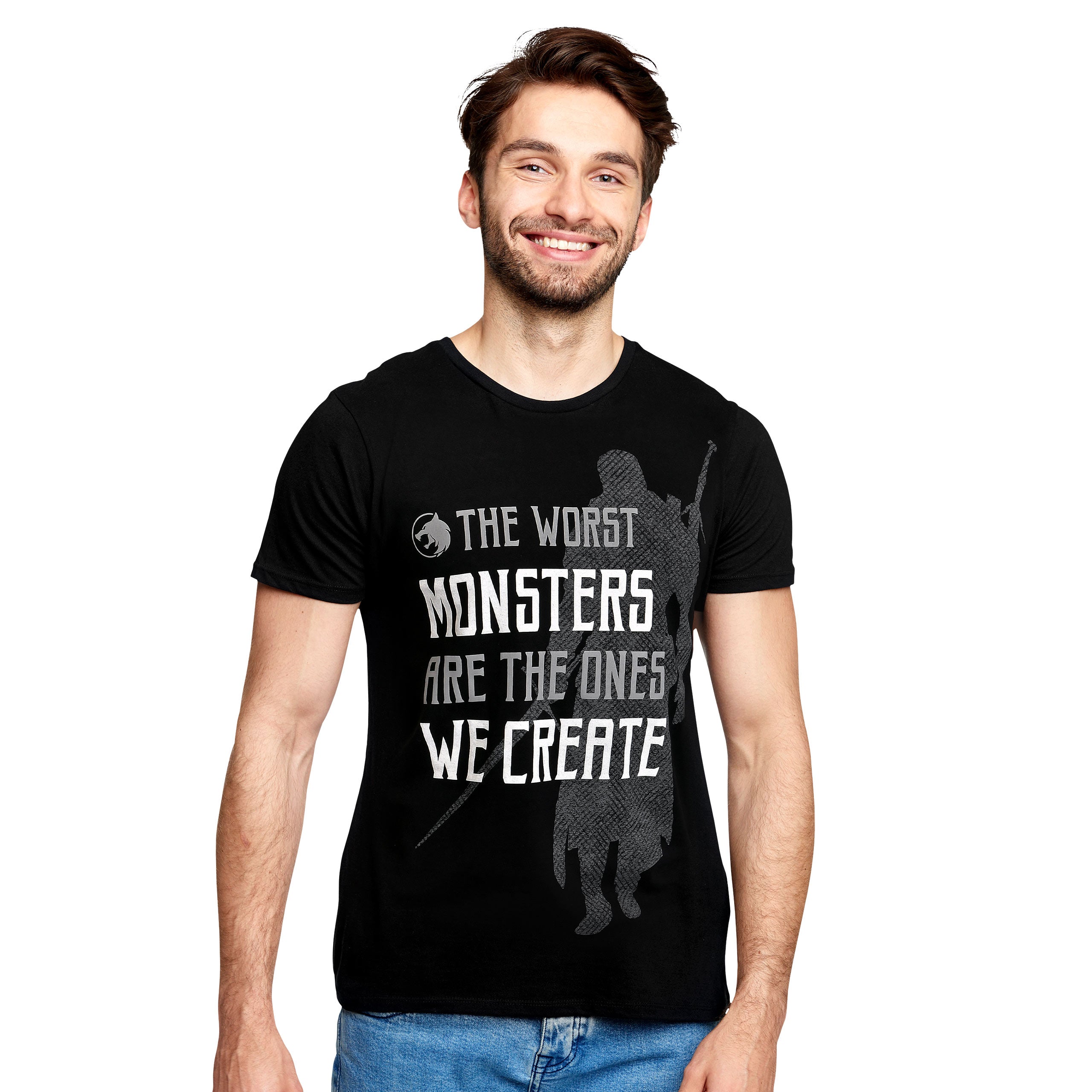 Immagine del prodotto T-shirt Monsters We Create per fan di Witcher nera