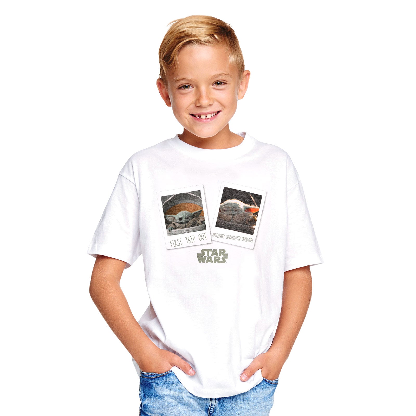 Immagine del prodotto Maglietta per bambini The Child First Day Out bianca - Star Wars The Mandalorian