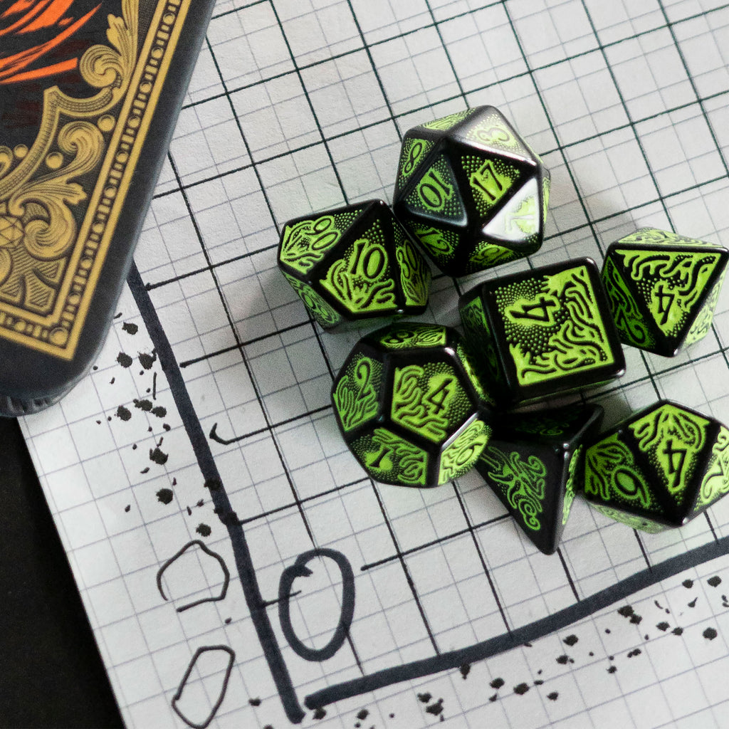 Immagine del prodotto Set di dadi RPG Call of Cthulhu 7ª Edizione 7 pezzi nero