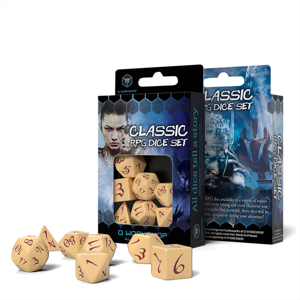 Immagine del prodotto Set di dadi RPG classico 7 pezzi beige