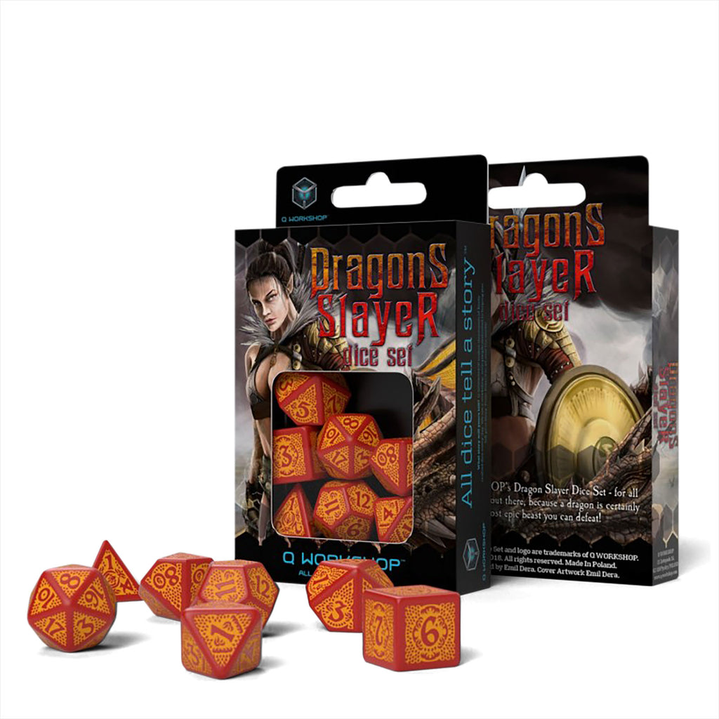 Immagine del prodotto Set di dadi Dragon Slayer RPG 7 pezzi rosso-arancio