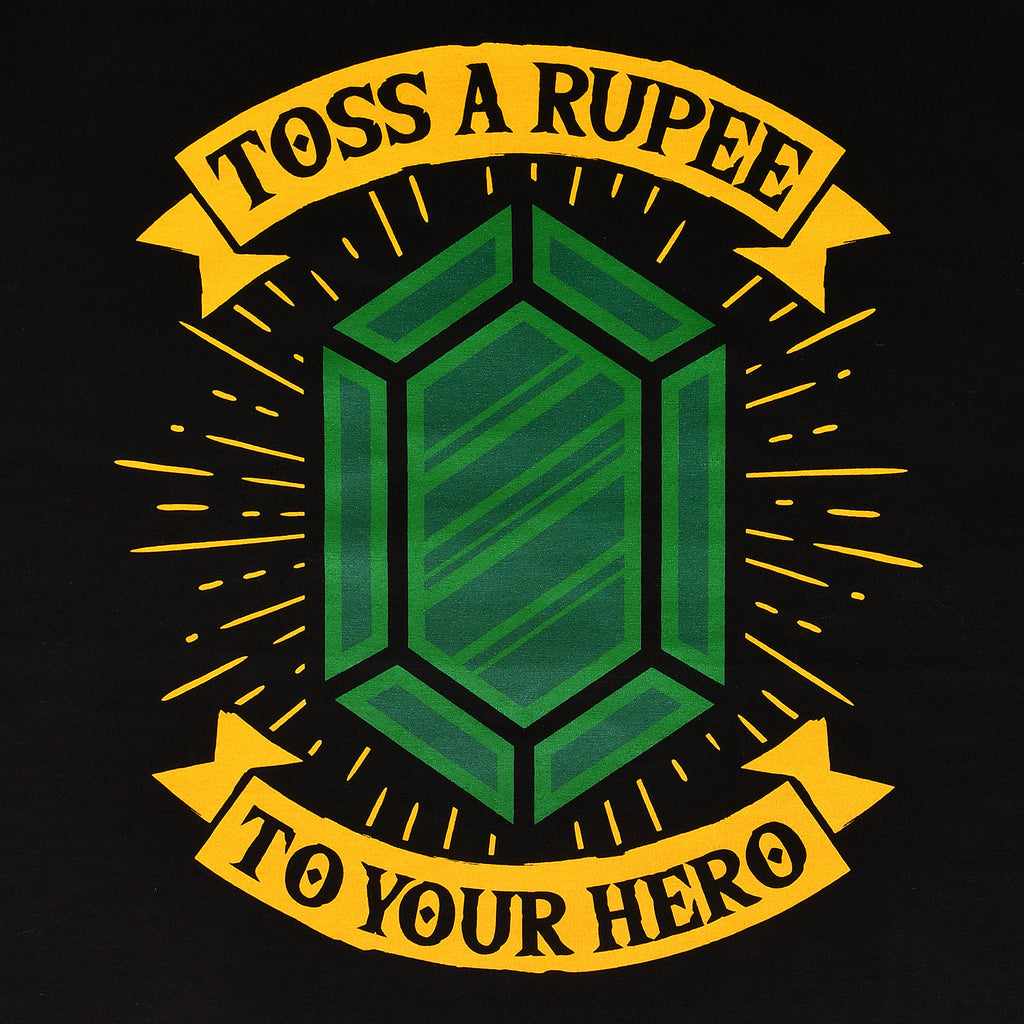 Immagine del prodotto T-shirt Toss a Rupee to Your Hero per fan di Zelda nera