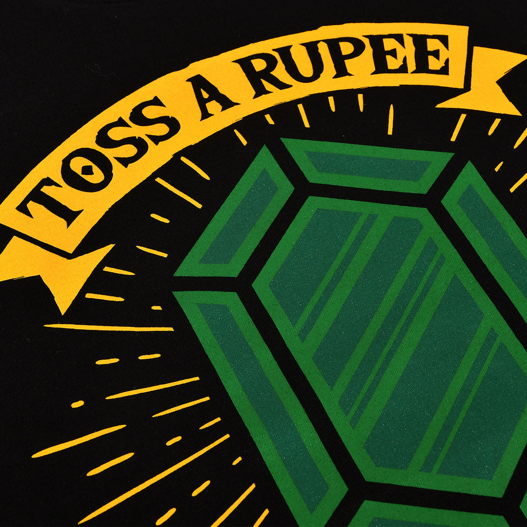 Immagine del prodotto T-shirt Toss a Rupee to Your Hero per fan di Zelda nera