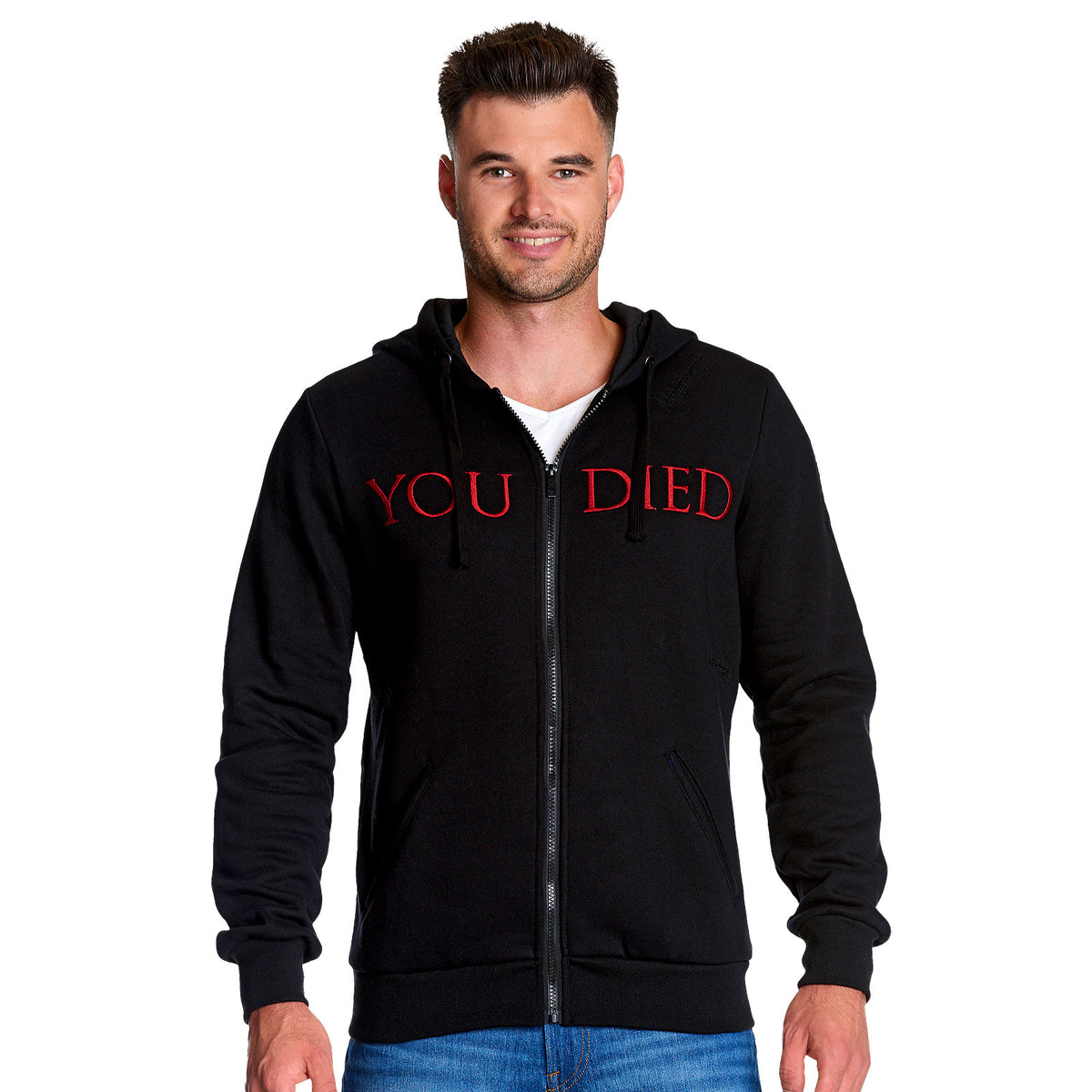 Immagine del prodotto Dark Souls - Felpa con cappuccio nera distrutta 'You Died'