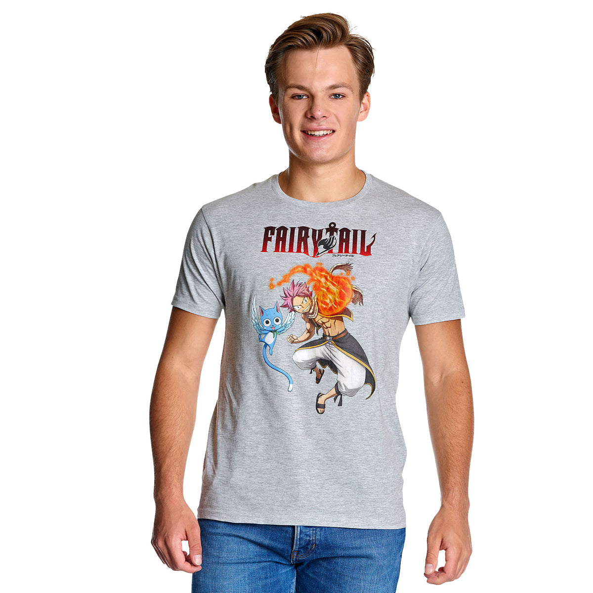 Immagine del prodotto Fairy Tail - T-shirt Natsu e Happy grigia