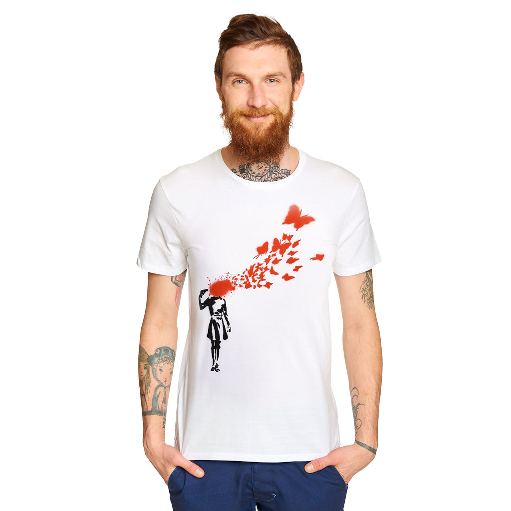 Product image Banksy - Girl and Butterflies T-Shirt White