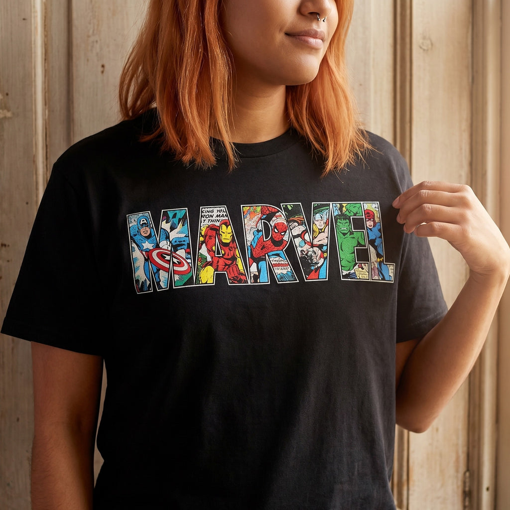 Immagine del prodotto Marvel - T-shirt nera con logo Comic Strip
