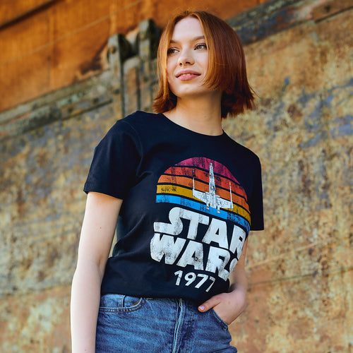 Immagine del prodotto T-shirt retro di Star Wars del 1977 nera